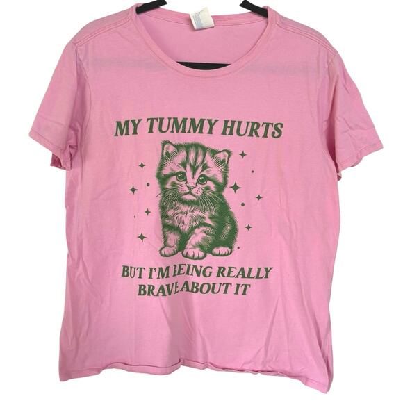 Port and Company Pink Cat Graphic Tee - Picture 1 of 6